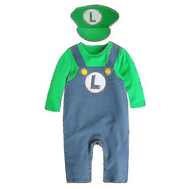 0-2y Super Mari Bros Dance Costume Set Child Anime Crawling Suit Romper Hat Gifts_l