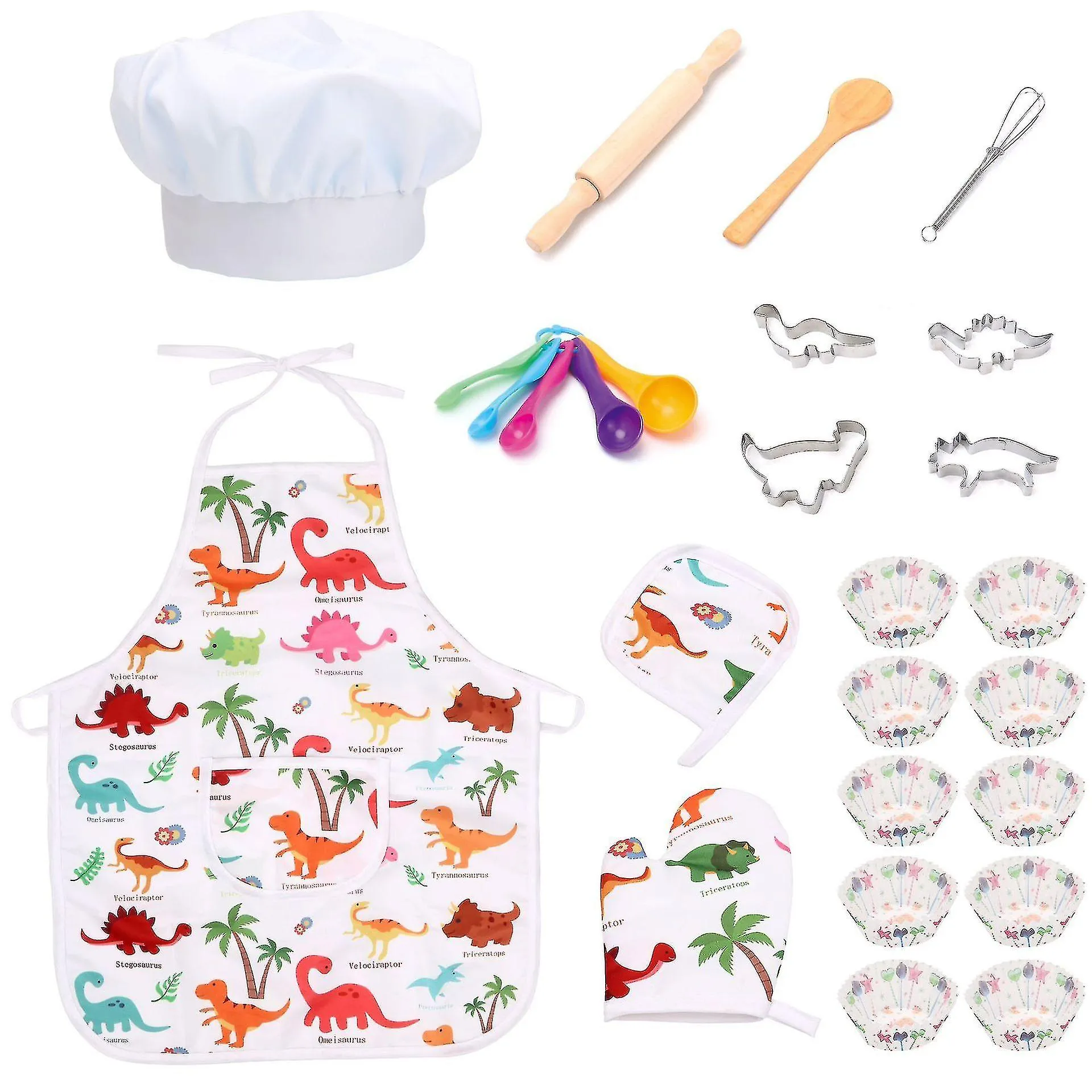 16pcs Kids Chef Role Play Costume Set,toddler Cooking Apron Set, Apron Chef Hat