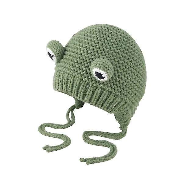 1pc Comfortable Shaped Knitted Hat Winter Warm Baby Crochet Adorable Headdress(green)