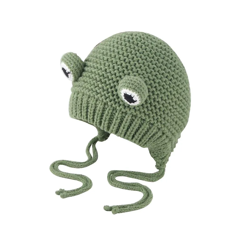 1pc Comfortable Shaped Knitted Hat Winter Warm Baby Crochet Adorable Headdress(green)