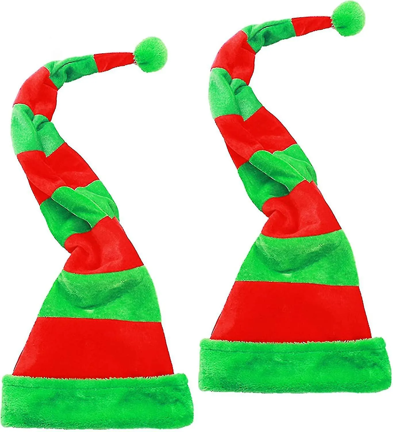 2pcs Christmas Elf Hat - Long Striped Felt Hat For Kids Adults Holiday Theme, Christmas Party Favors Niuniu