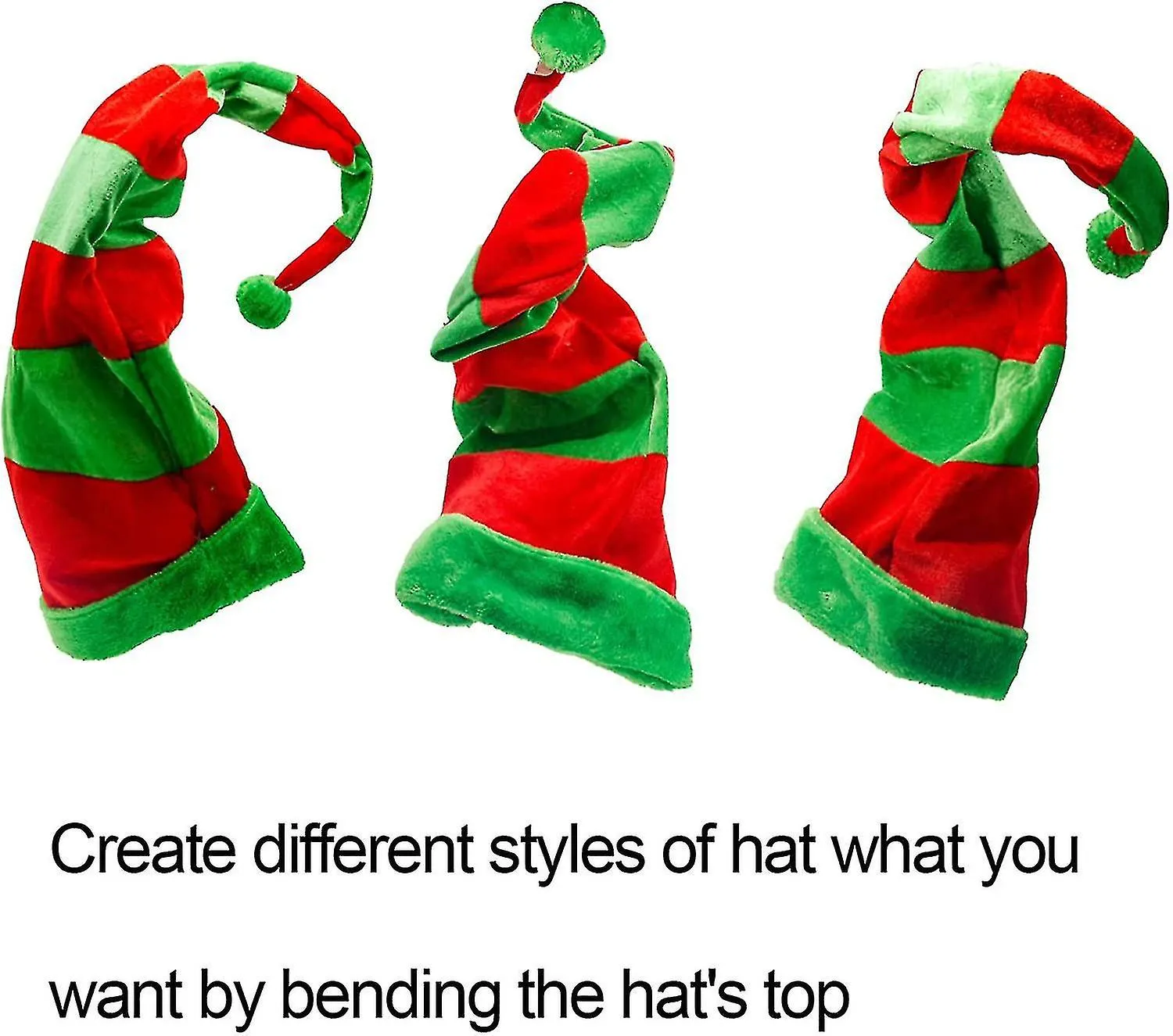 2pcs Christmas Elf Hat - Long Striped Felt Hat For Kids Adults Holiday Theme, Christmas Party Favors Niuniu