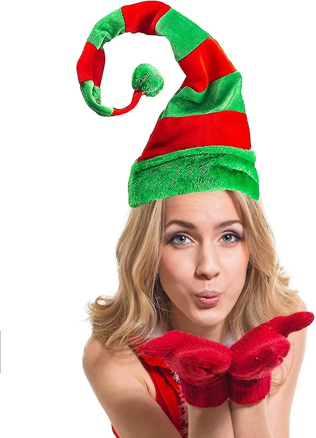 2pcs Christmas Elf Hat - Long Striped Felt Hat For Kids Adults Holiday Theme, Christmas Party Favors Niuniu