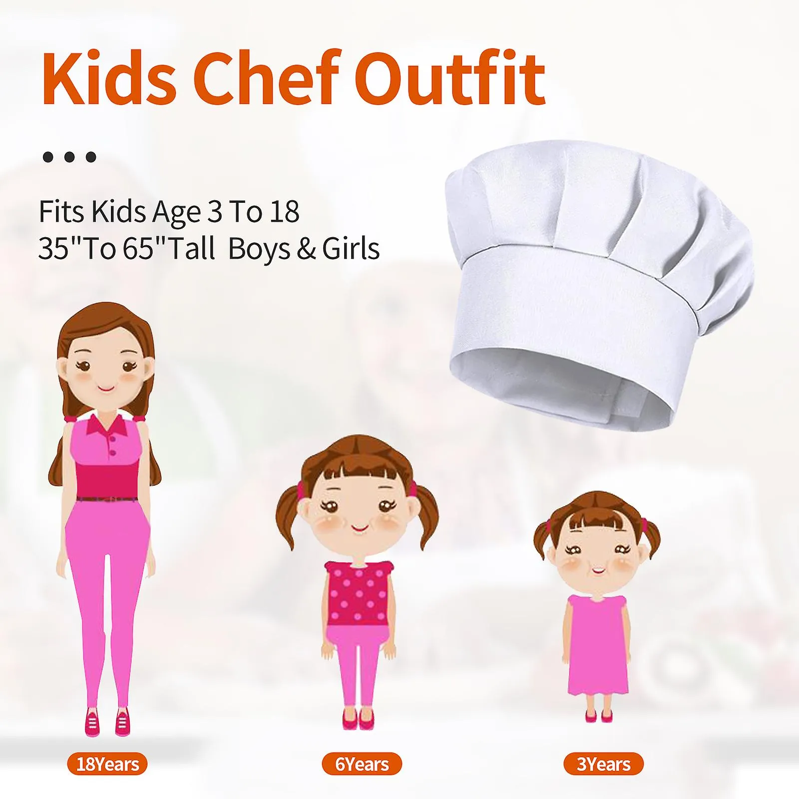 4pcs Kids White Chef Hats Elastic Professional Cooking Hat Funny