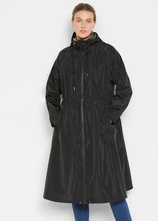 Abrigo funcional oversize, muy ancho, impermeable Negro