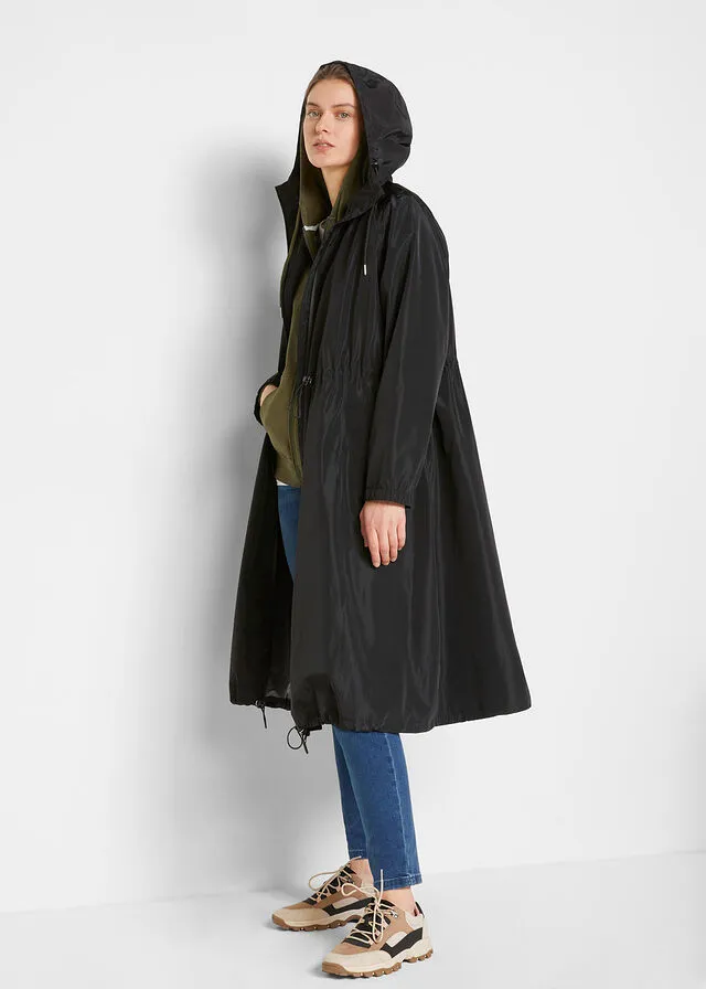 Abrigo funcional oversize, muy ancho, impermeable Negro