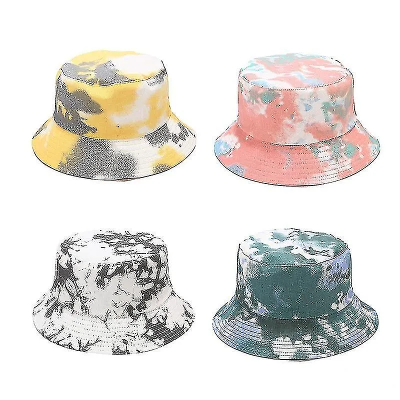 Adult Bucket Hat Fisherman Hat Reversible Fishing Hat Colourful Graffiti Caps Hip Hop Creative Tie Dye Hat