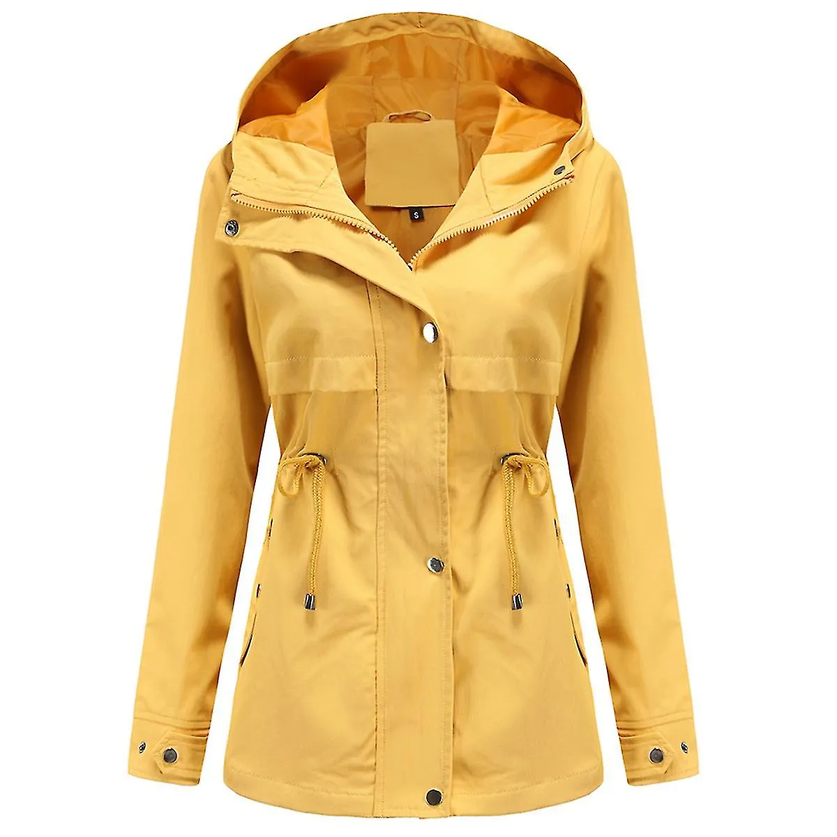 Allthemen Womens Hooded Large Size Solid Color Mid Length Thick Jacket