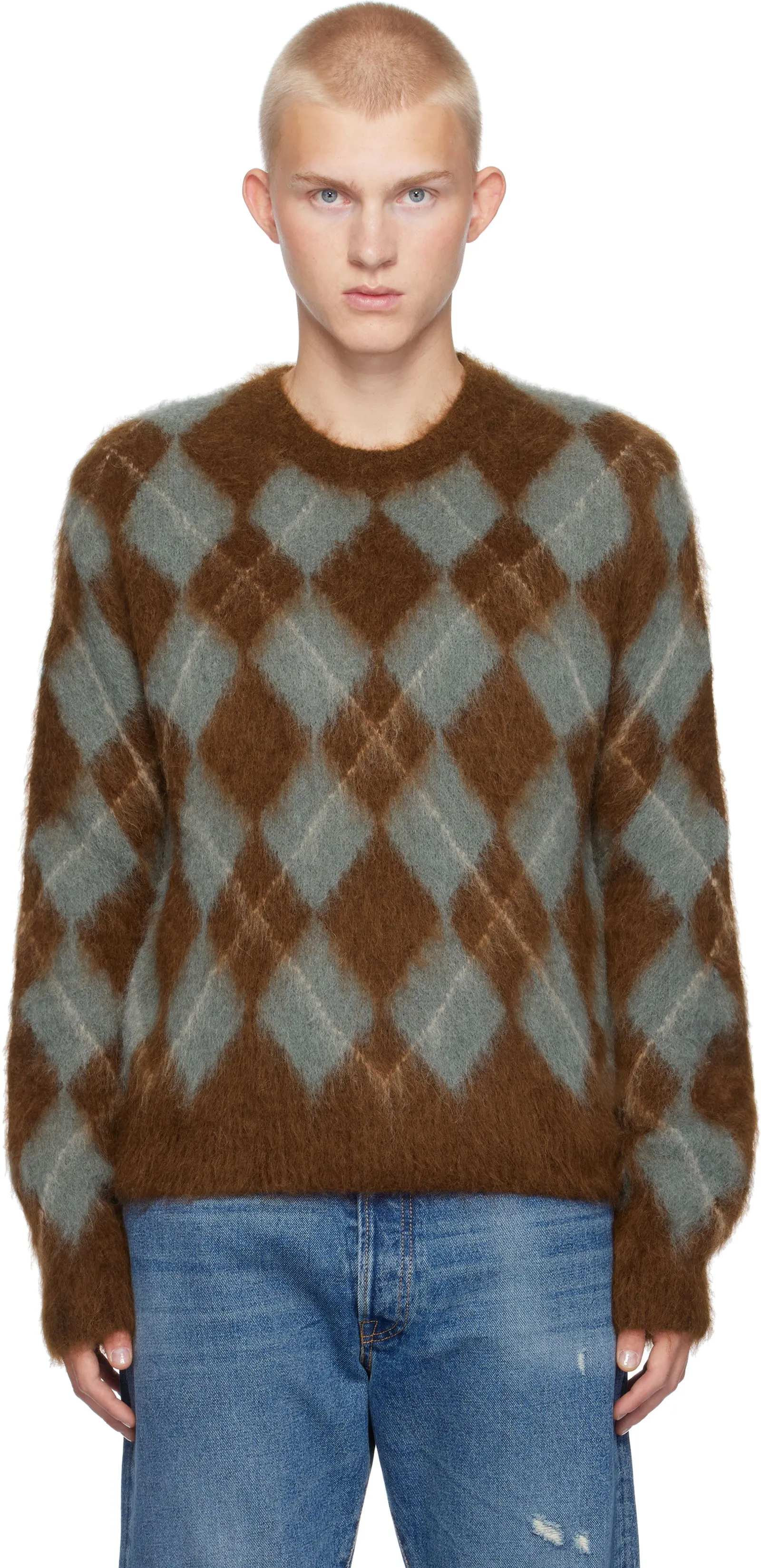 AMI Argyle Brushed Sweater