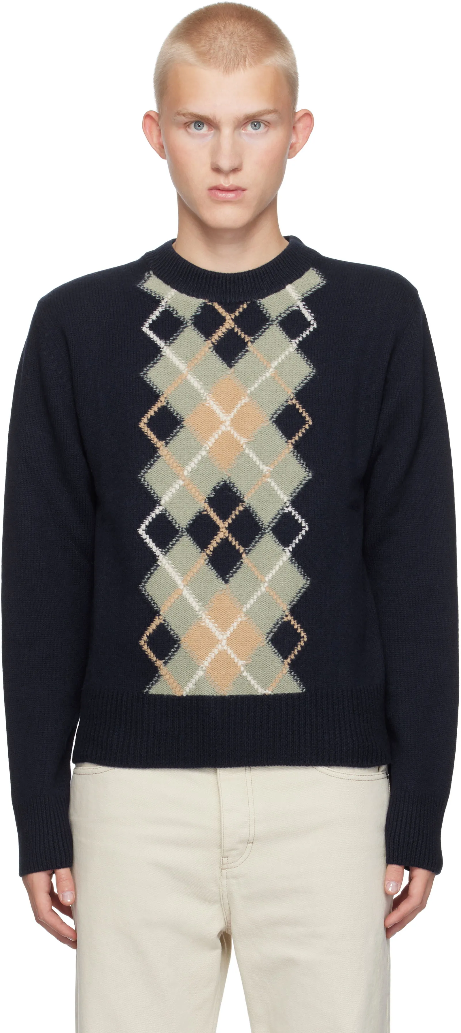 AMI Argyle Crew Neck Sweater