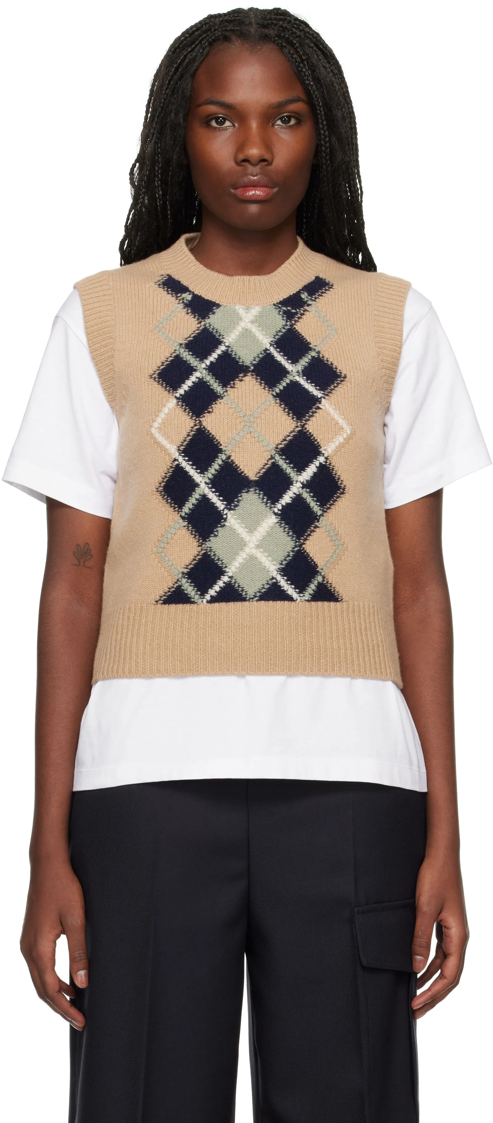 AMI Argyle Sleeveless Sweater