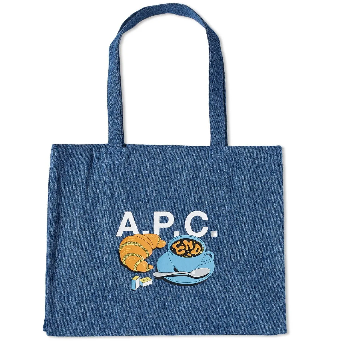 A.P.C. END. x 'Coffee Club' Diane x Denim Shopping Tote Bag