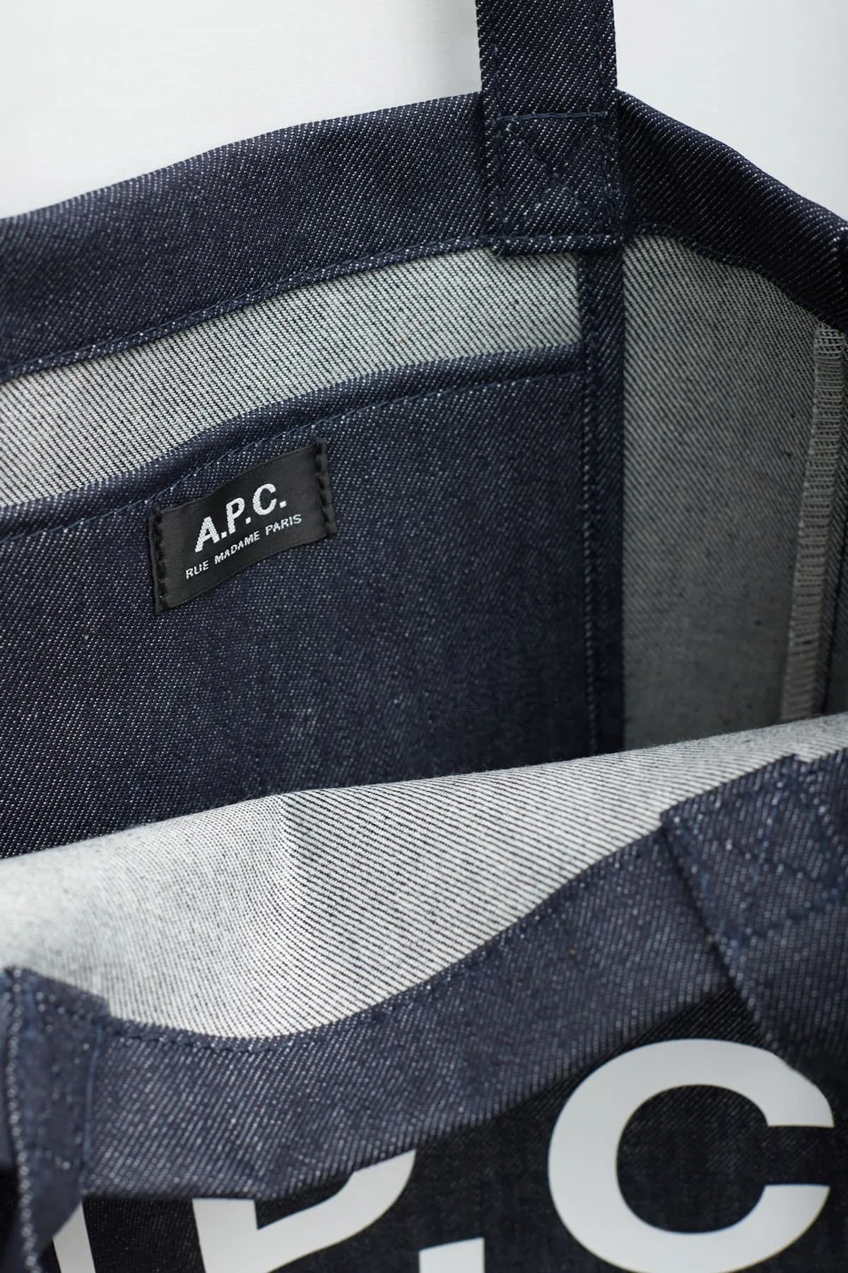 APC INDIGO DENIM LAURE TOTE BAG