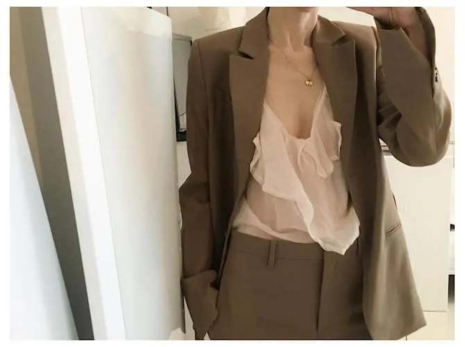 Autre Marque 100% Traje sastre de lana. Beige 