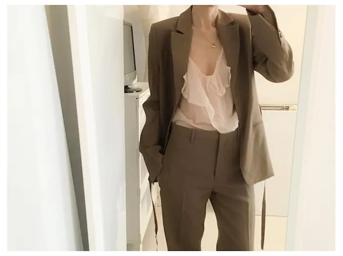 Autre Marque 100% Traje sastre de lana. Beige 