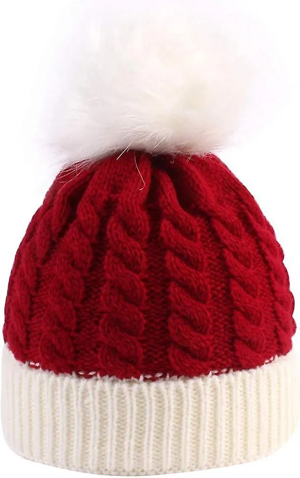 Baby Christmas Knitted Hat, Christmas Baby Knitted Hat For Kids: 0 To 3 Years Red