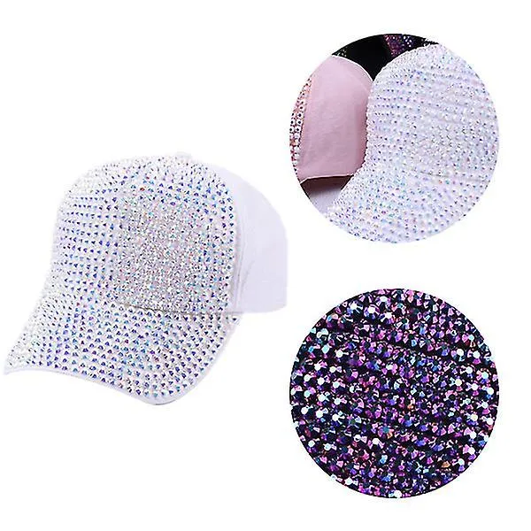 Baseball Cap Colorful Rhinestone Diamond Snapback Cap   Summer Hat