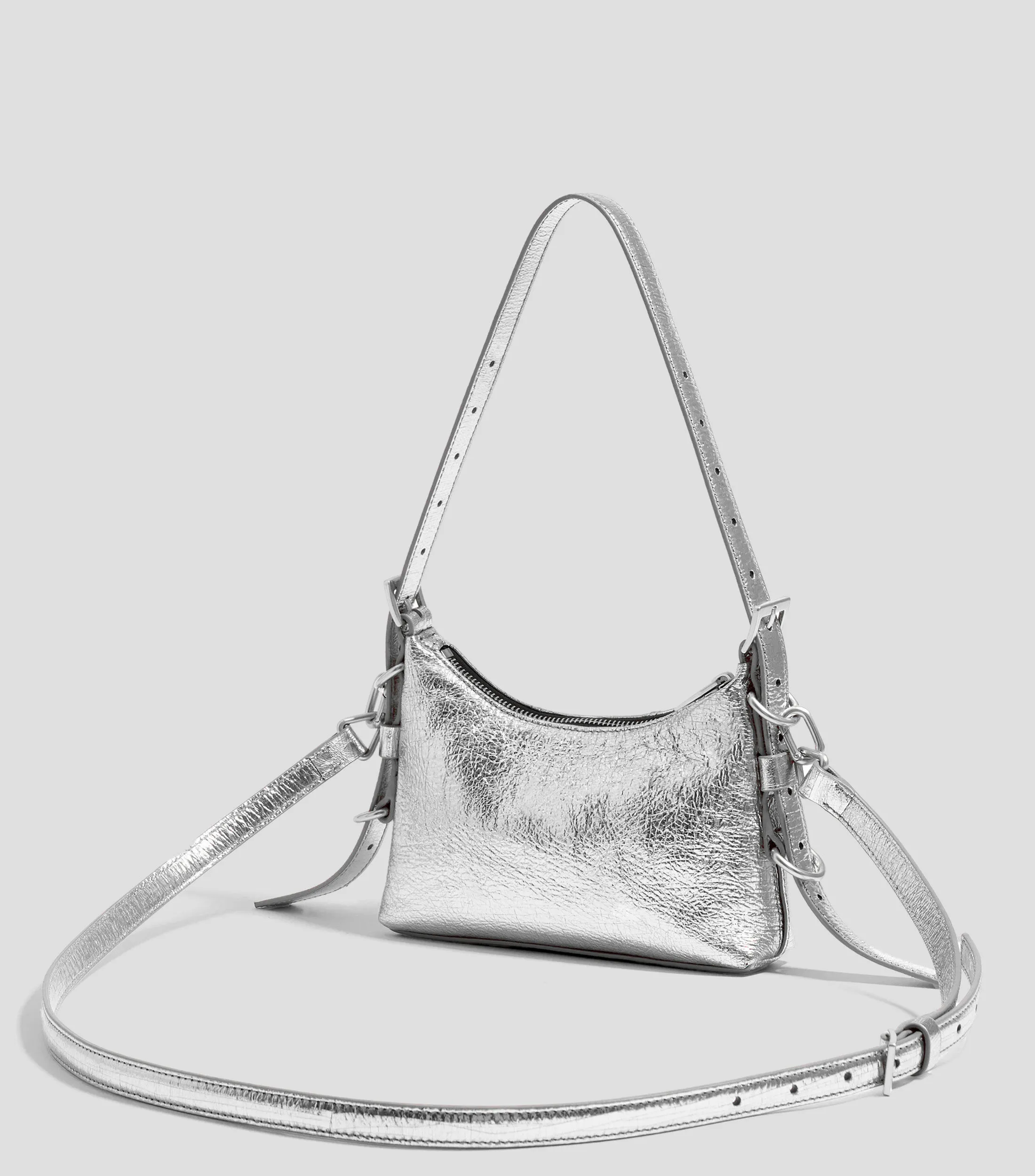 Bimba y Lola Bolso hobo Pocket XS en piel plateada Mujer