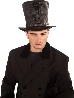 Black Lace-Up Top Hat