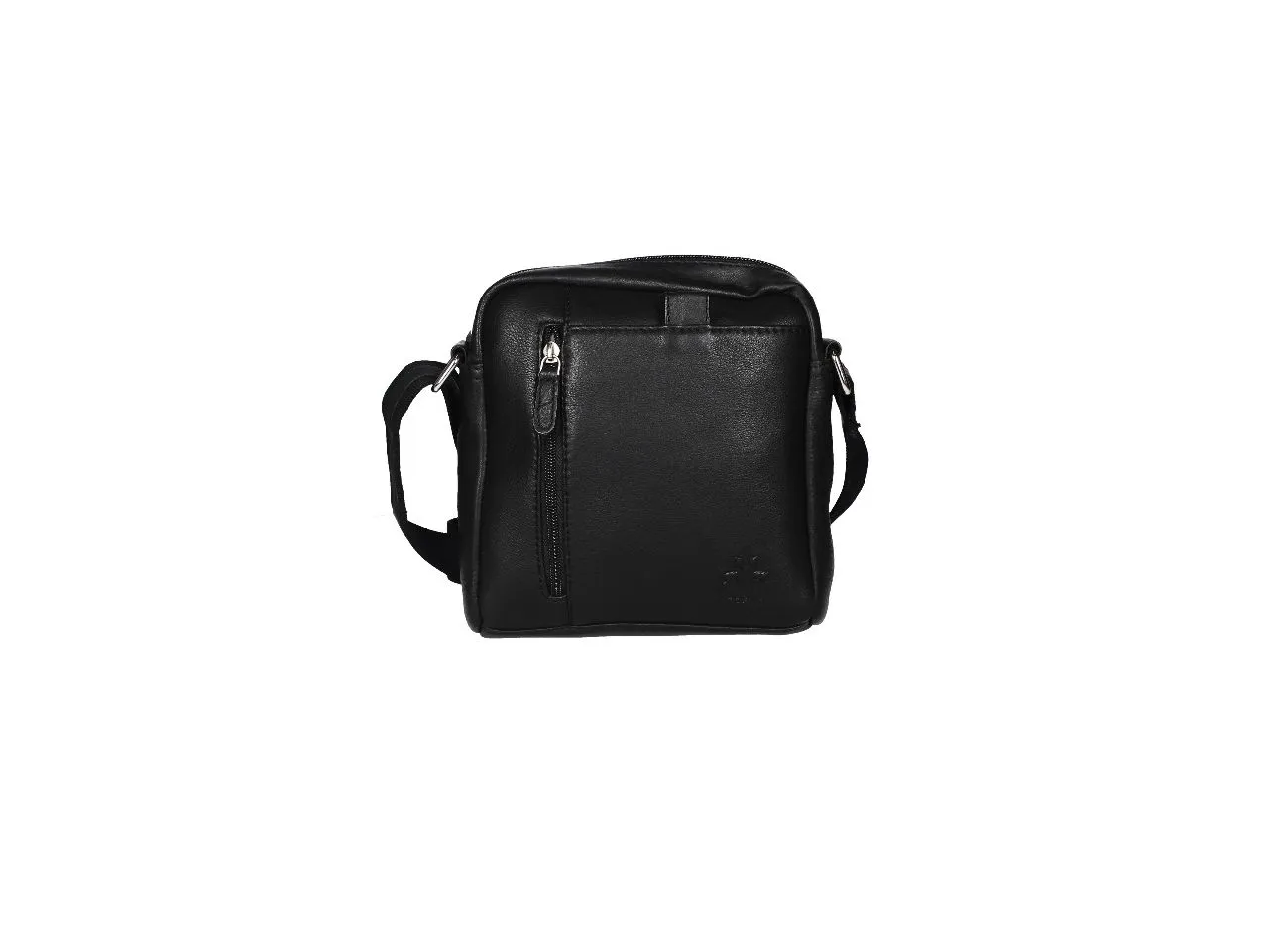 Bolso Caballero Mediano Piel Negro Cremallera Delantera