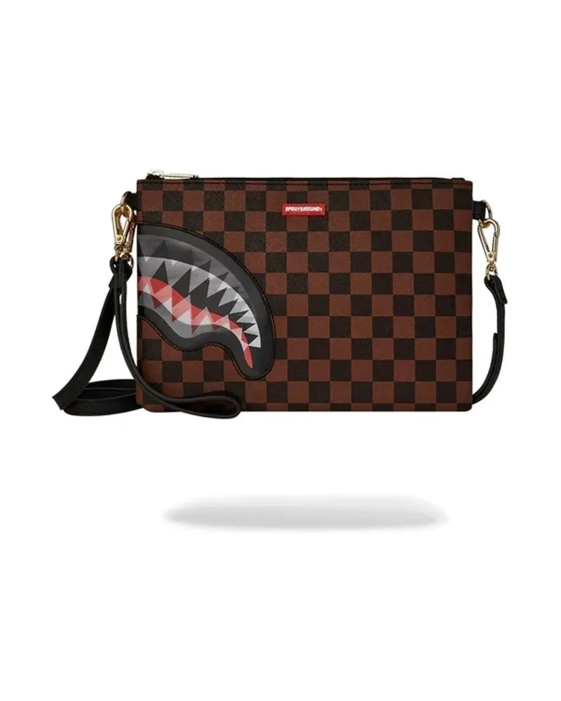 Bolso sprayground marron shark in paris lenticular chomp shoulder strap