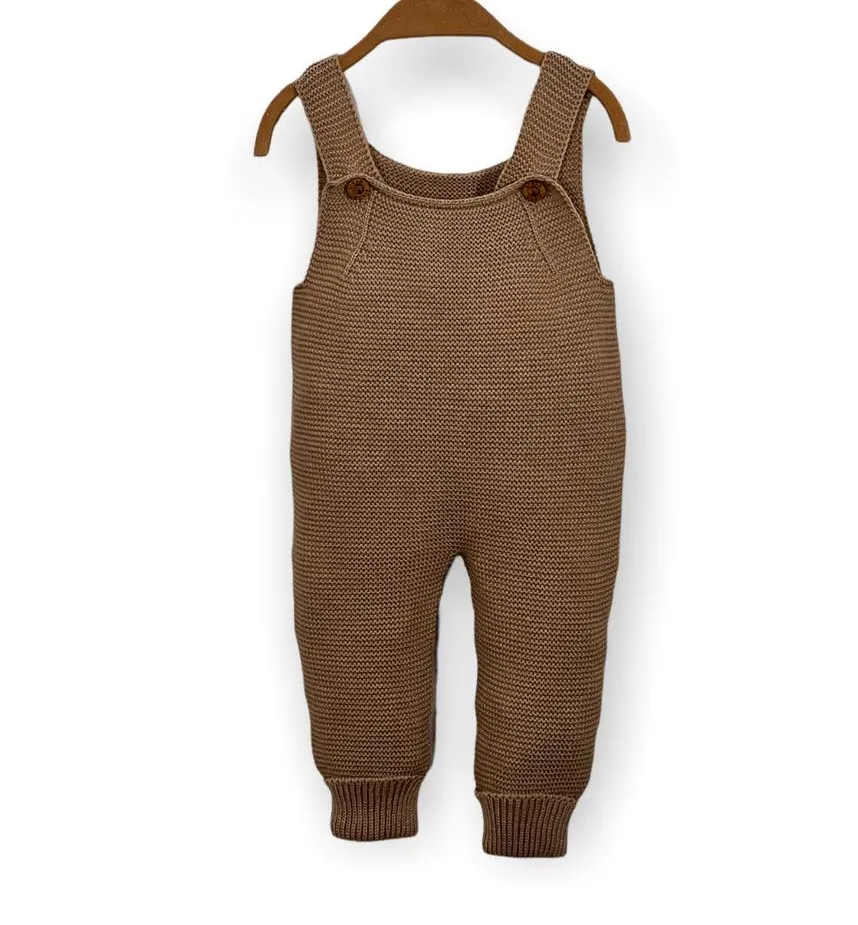 Camel knitted overalls. Unisex