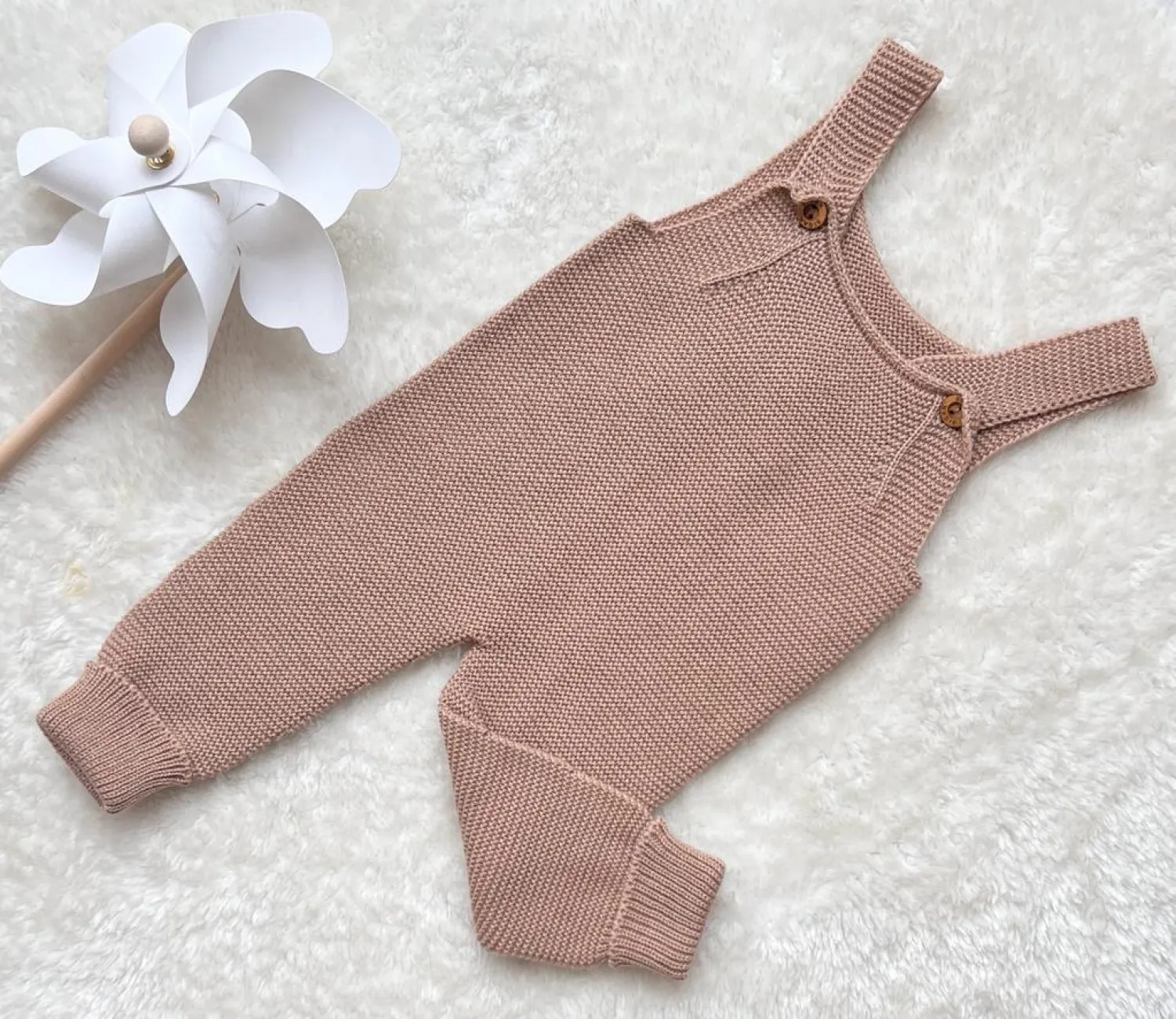 Camel knitted overalls. Unisex