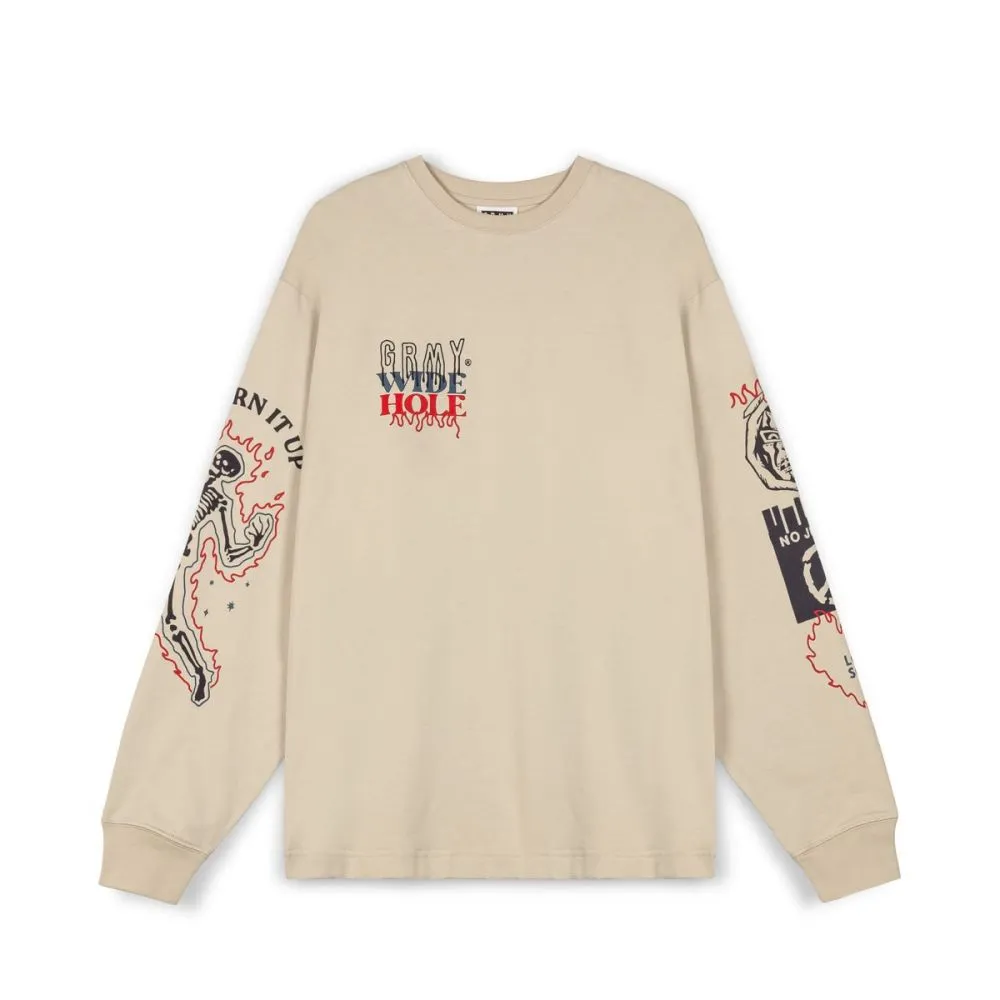 Camiseta GRIMEY manga larga unisex GLS154 FW23 BACK AT YOU LONG SLEEVE TEE – CREAM |Crema