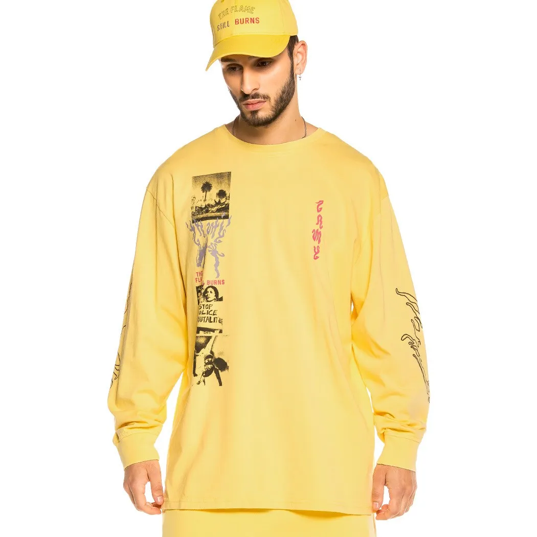 Camiseta GRIMEY manga larga unisex Yoga Fire Long Sleeve Tee Yellow Ref. GLS133-FW20-YLW- Amarilla The Flame