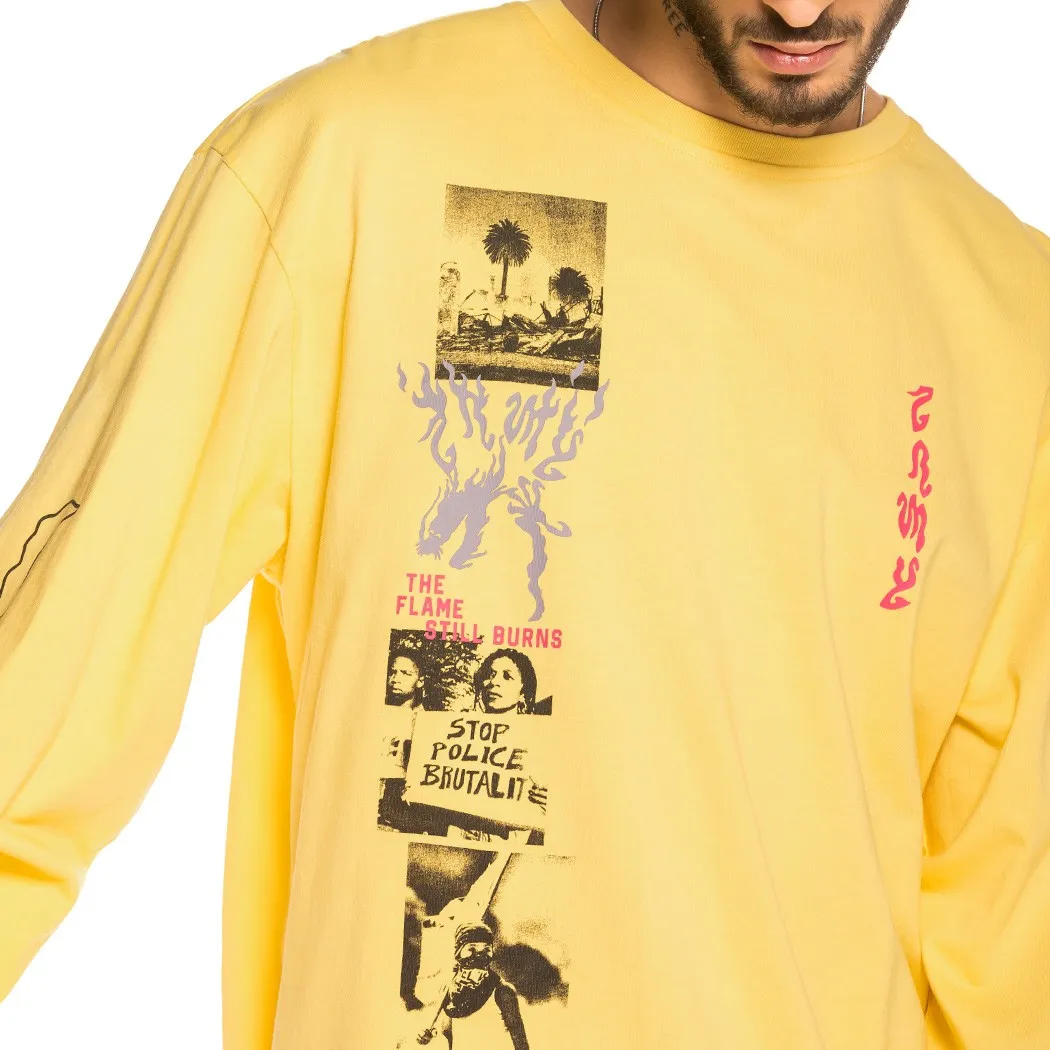 Camiseta GRIMEY manga larga unisex Yoga Fire Long Sleeve Tee Yellow Ref. GLS133-FW20-YLW- Amarilla The Flame