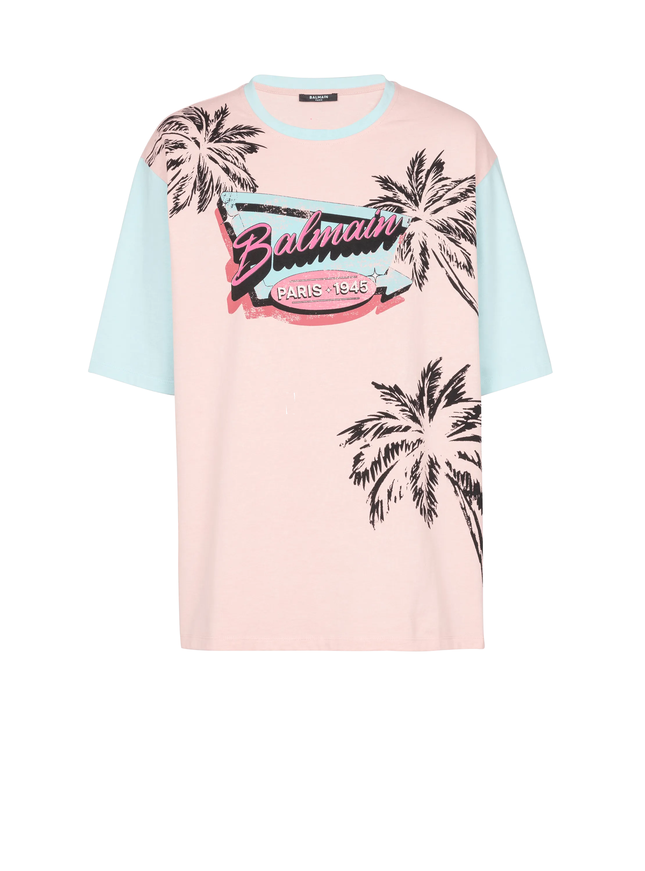 Camiseta holgada con estampado Miami Balmain