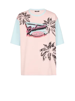 Camiseta holgada con estampado Miami Balmain