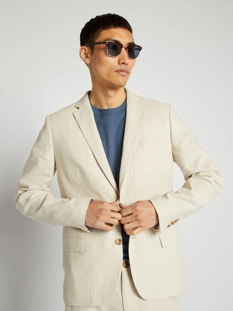 Chaqueta sastre de mezcla de lino - BEIGE