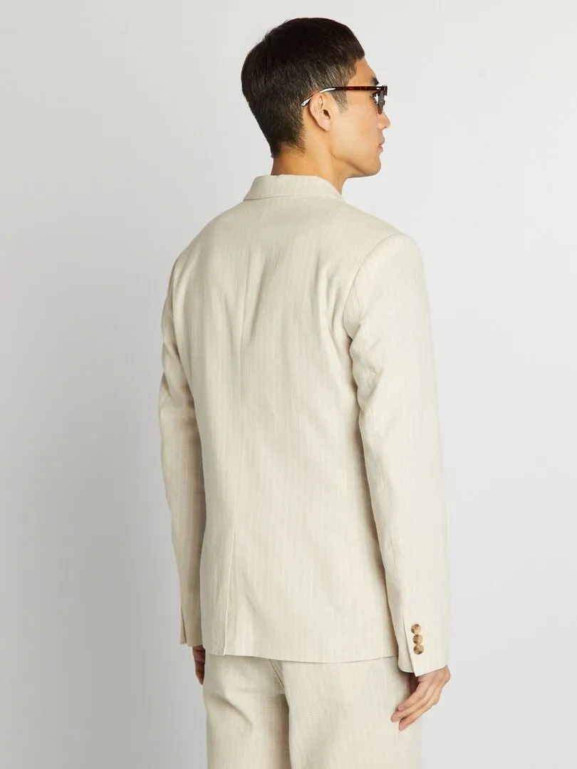 Chaqueta sastre de mezcla de lino - BEIGE