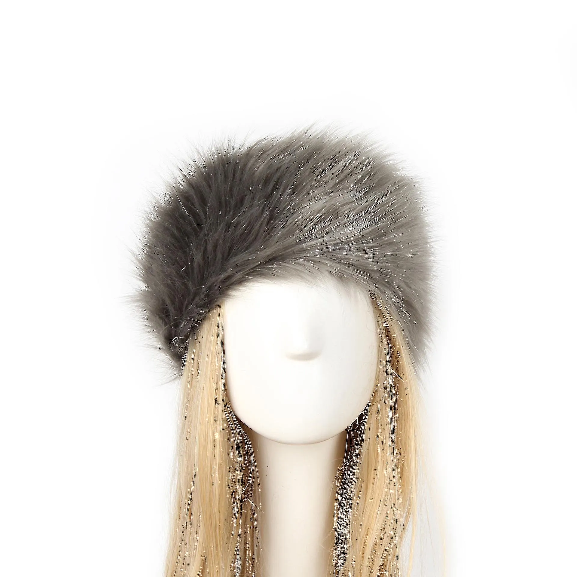 Colored Fur Round Headband Faux Fur Warm Hooded Hat