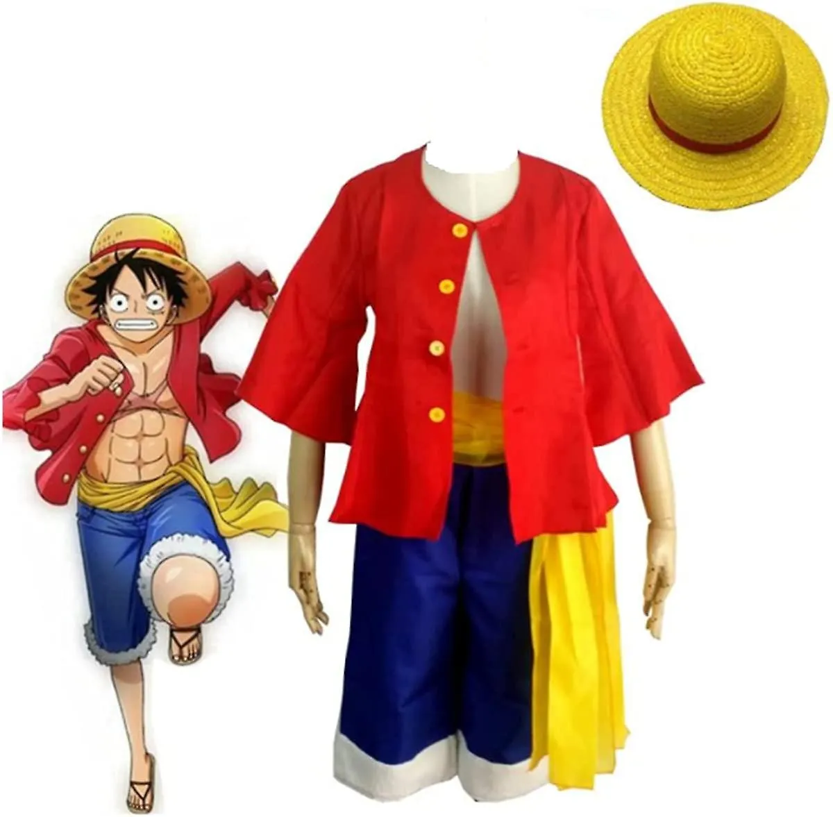 Cosplay Monkey D. Luffy Pirate Cosplay Costume With Hat - One Piece Japanese Anime Manga Cosplay Halloween Costume