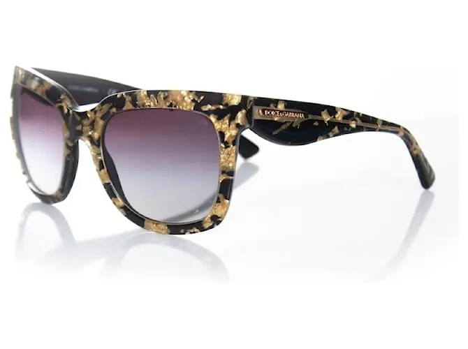 DOLCE & GABBANA, Gafas de sol en pan de oro y negro 