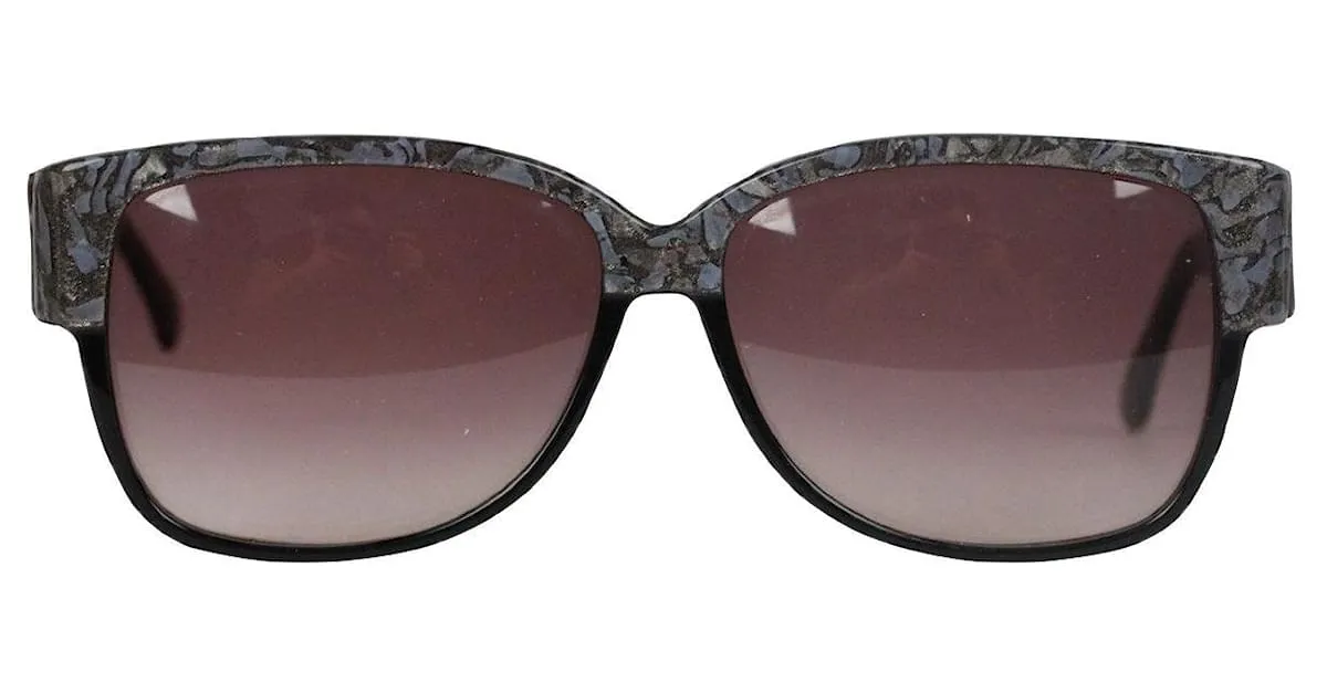 Emilio Pucci Gafas de sol vintage negras rectangulares 88020 EP75 de 60 mm. Negro 