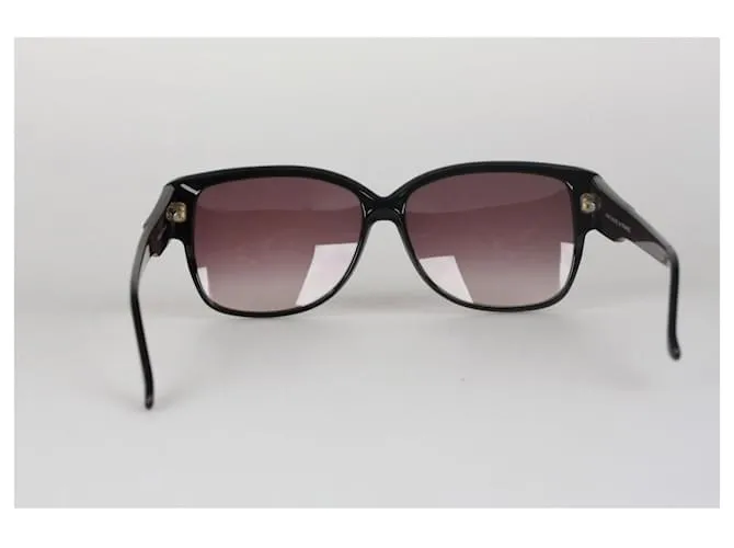 Emilio Pucci Gafas de sol vintage negras rectangulares 88020 EP75 de 60 mm. Negro 