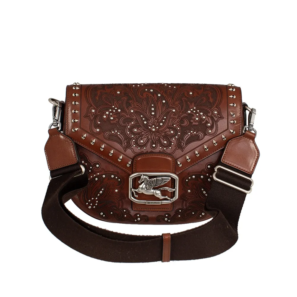 Etro Bolso Saddle Pegaso Floral Piel