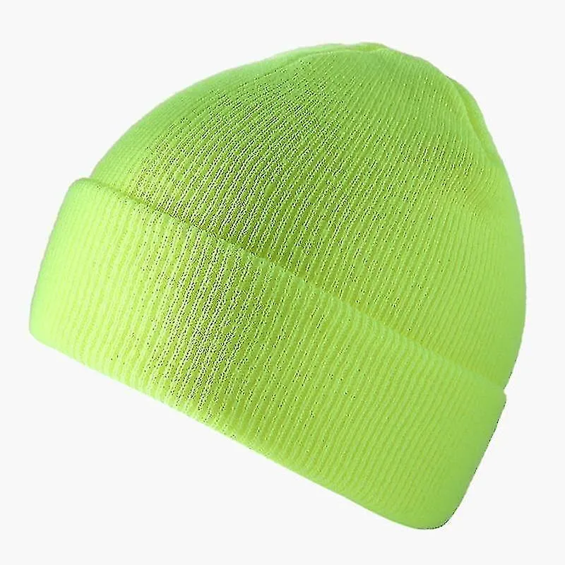 Fashion Knitted Beanies Hat, Winter Warm Ski Soft Elastic Capfluorescent Yellow