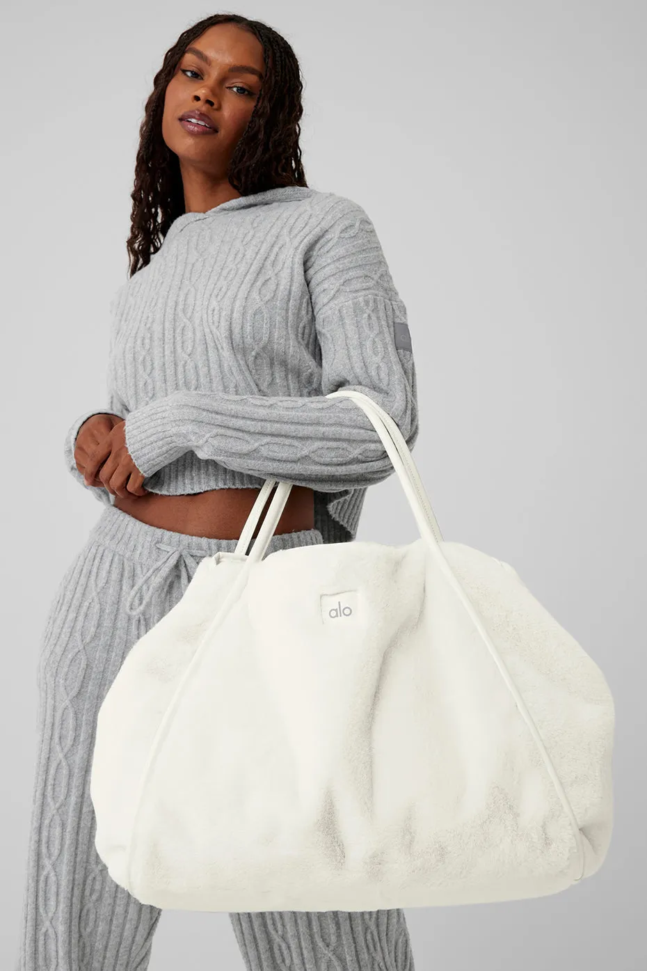 Faux Fur Tote Bag - Ivory