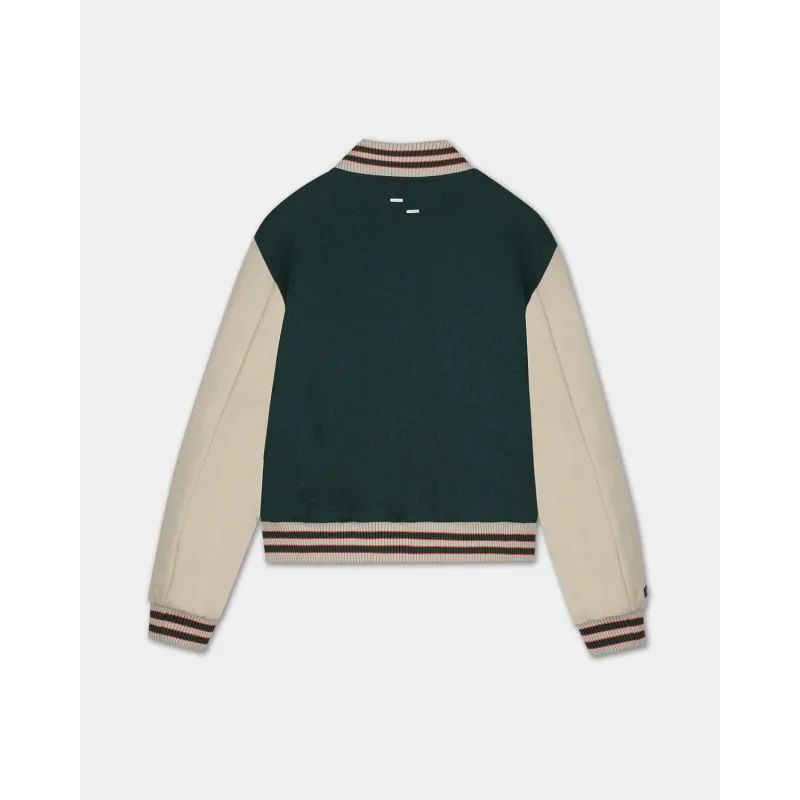 FILLING PIECES VARSITY JACKET OFF WHITE/GREEN