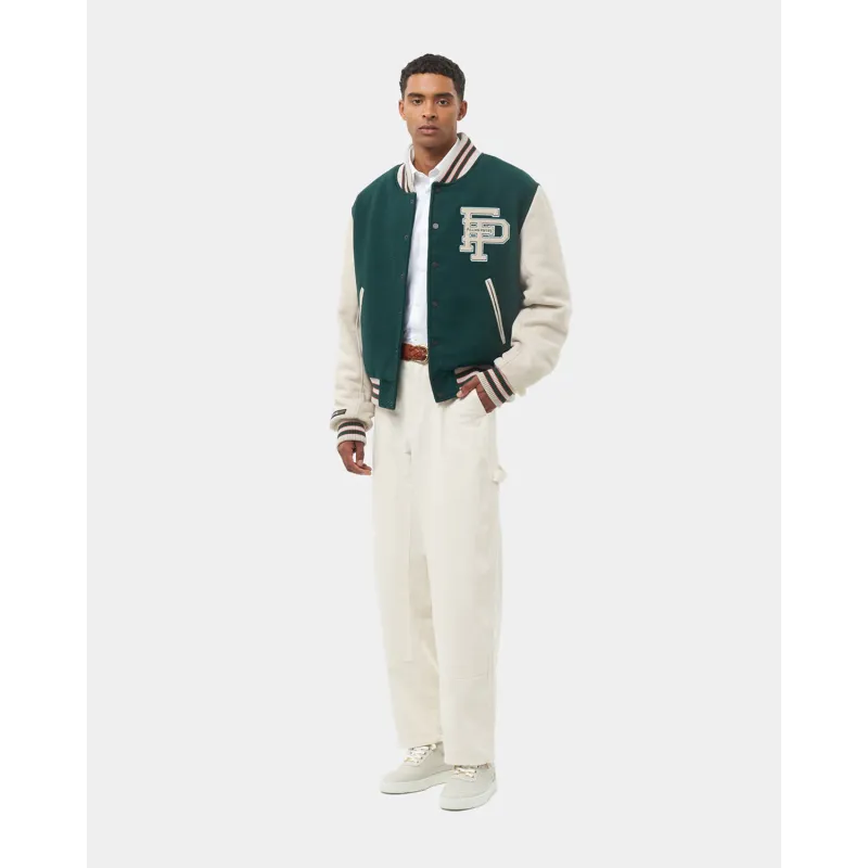 FILLING PIECES VARSITY JACKET OFF WHITE/GREEN