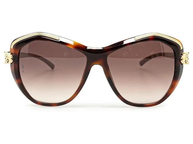 Gafas de sol geométricas Cartier Brown Panthere Wild De Cartier Castaño 