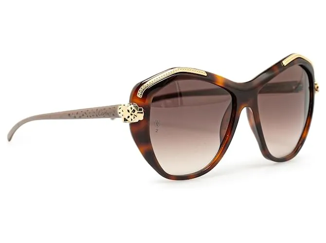 Gafas de sol geométricas Cartier Brown Panthere Wild De Cartier Castaño 