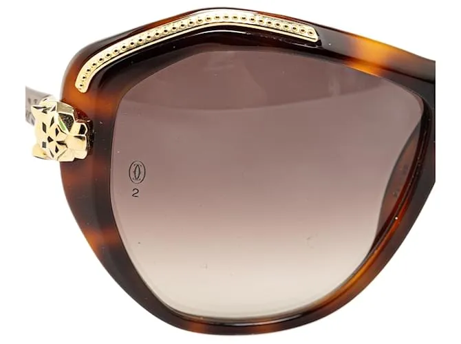 Gafas de sol geométricas Cartier Brown Panthere Wild De Cartier Castaño 