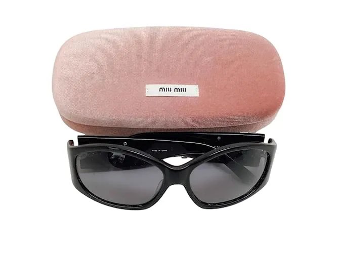 Gafas de sol negras con detalles de camelia de Miu Miu Negro 