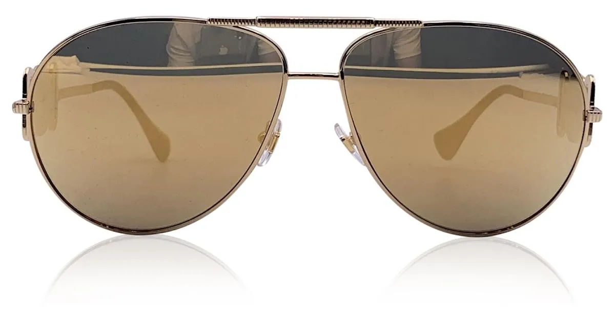 Gianni Versace Versace Gafas de sol Aviator Medusa de metal dorado Mod. 2249 65/14 