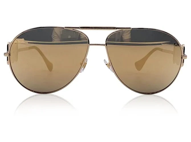 Gianni Versace Versace Gafas de sol Aviator Medusa de metal dorado Mod. 2249 65/14 